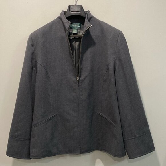 Ralph Lauren Jacket Blazer Wool Gray Zip Up Size 20 - Picture 5 of 16